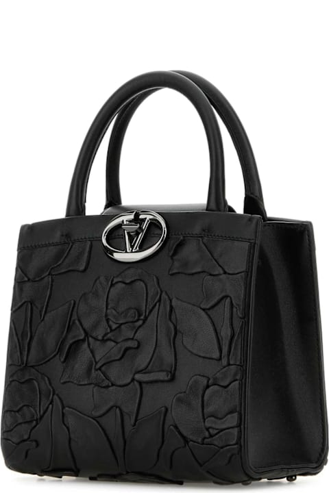 Totes for Women Valentino Garavani Black Leather Vlogo Handbag