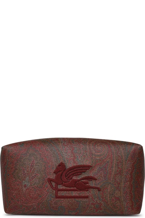 Luggage for Men Etro Paisley Beauty Case In Brown Cotton Blend
