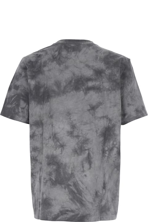 Fashion for Women MSGM Grey T-shirt With Embroidered Logo On The Front And All-over Tye-die Print In Cotton Man