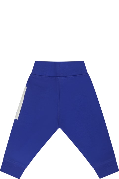 Fashion for Baby Boys Burberry Blue Trousers For Baby Boy With Logo