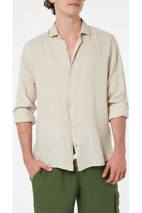 Homeware MC2 Saint Barth Man Off-white Linen Shirt Pamplona