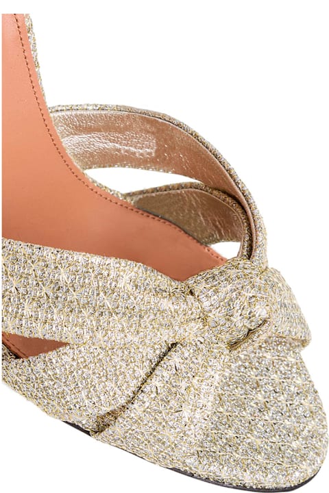 Homeware Aquazzura 
nina
 Metallic Sandals With Open Toe And High Block Heel In Tweed Woman