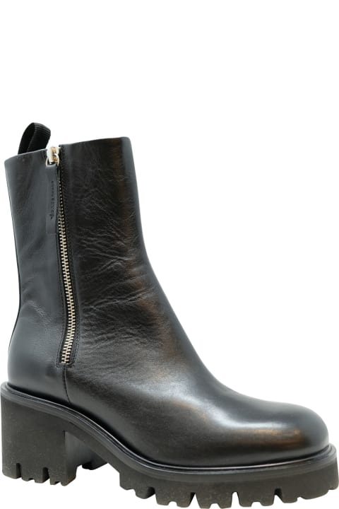 Halmanera Black Leather Ankle Boots