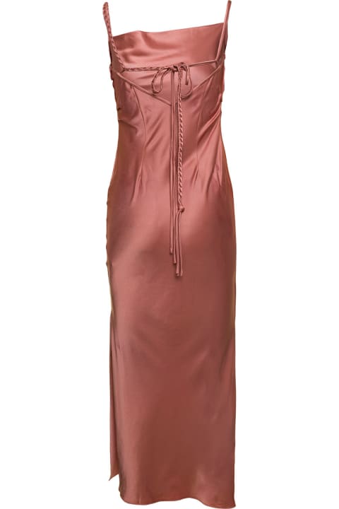 Clothing for Women Nanushka Midi Pink Dress With Braided Straps In Satin Woman