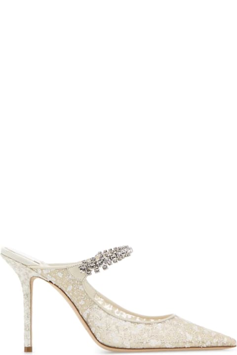Jimmy Choo Embellished Mesh Bing 100 Mules
