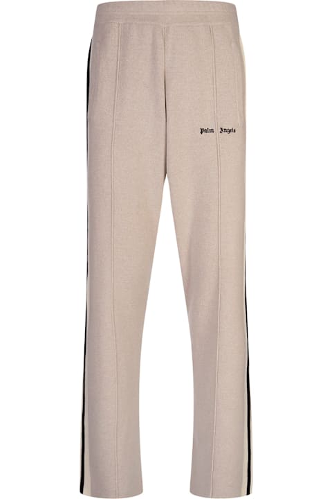 Palm Angels Pants for Men Palm Angels Light Beige Wool And Cashmere Track Trousers