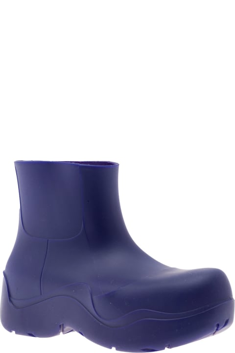 Shoes Sale for Women Bottega Veneta 'puddle' Blue Boots With Chunky Platform And Matte Finish In Rubber Woman