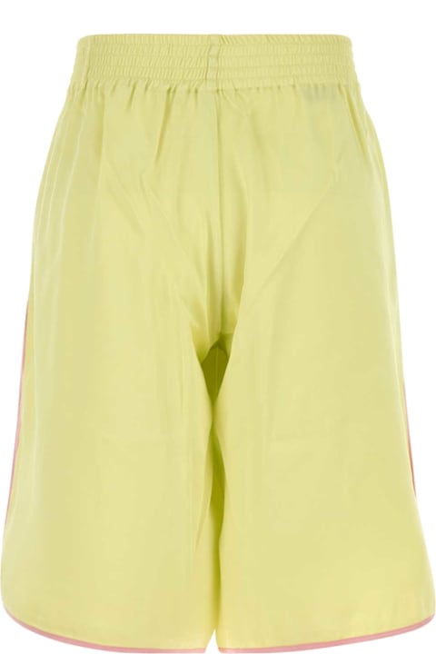 Dries Van Noten الملابس لـ السيدات Dries Van Noten Acid Green Viscose Satin Prima Bermuda Shorts