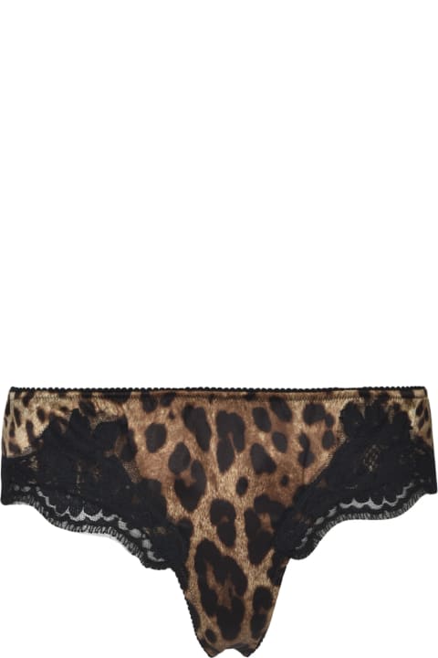 Underwear & Nightwear for Women Dolce & Gabbana Animalier Print Lace Paneled Panties