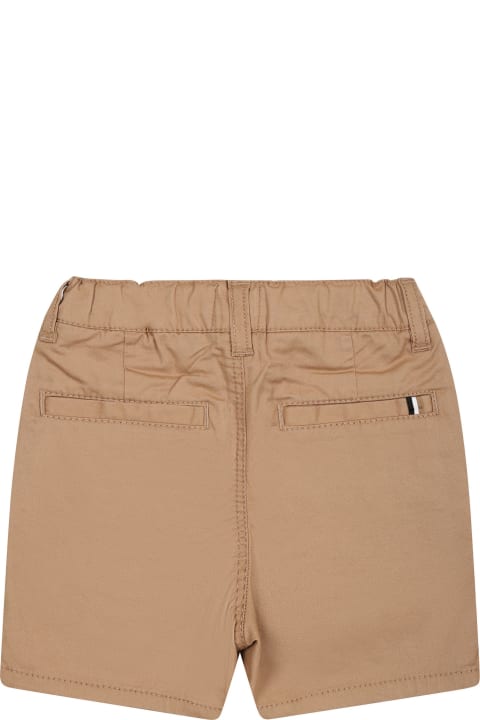 Bottoms for Baby Girls Hugo Boss Brown Shorts For Baby Boy With Logo Detail