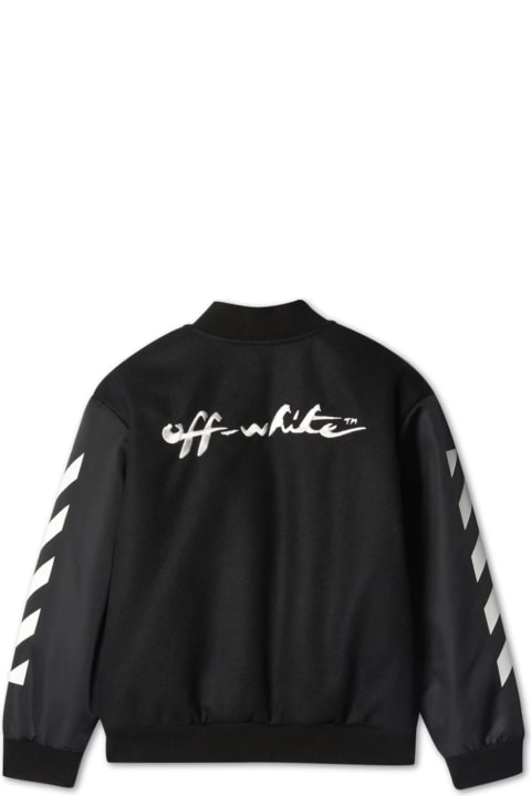 Off-White for Kids Off-White Patch-detail Side-stripe Bomber Jacket In Black