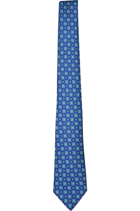 Kiton Ties for Men Kiton Kiton Blue Patterned Silk Tie