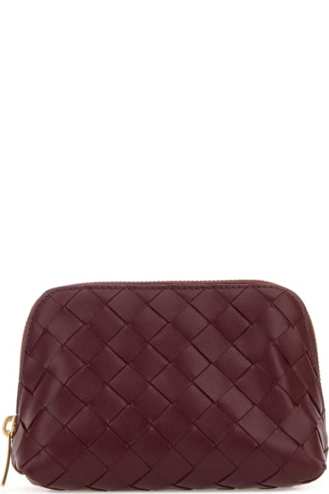 Clutches for Women Bottega Veneta Burgundy Leather Beauty Case