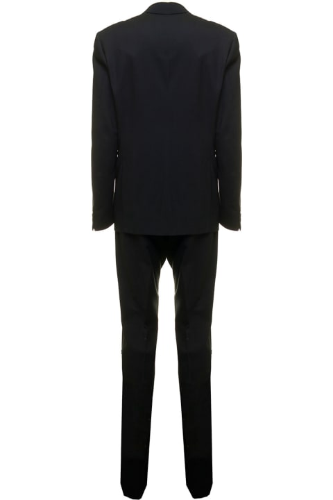 Tonello Man's Single-breasted  Black Wool Tailored Suit