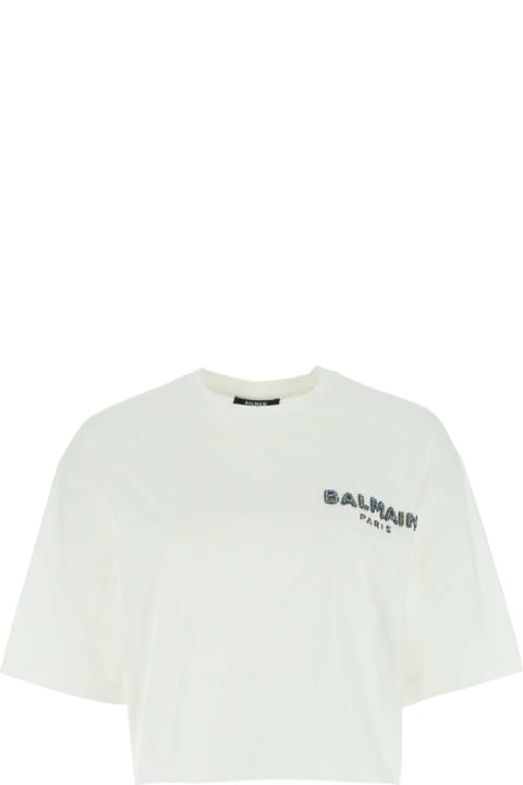 Topwear Sale for Women Balmain White Cotton Oversize T-shirt
