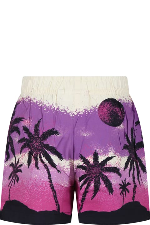 Molo Bottoms for Girls Molo Ivory Shorts For Girl With Palm Print