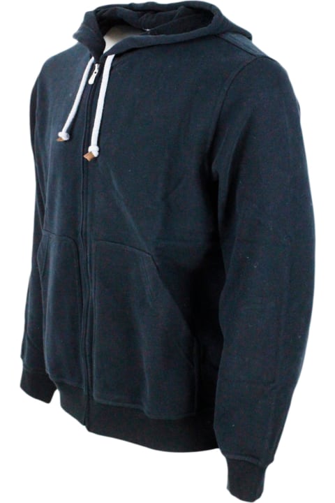 Sweaters for Men Brunello Cucinelli Hooded Sweatshirt With Drawstring And Zip Closure