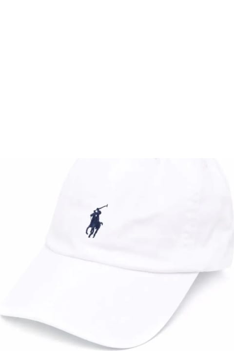 Accessories & Gifts for Baby Boys Ralph Lauren White Baseball Hat With Blue Pony