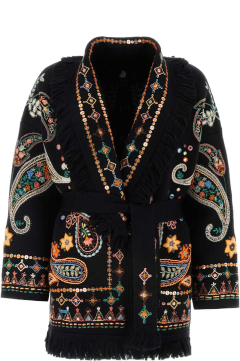 Alanui Coats & Jackets for Women Alanui Embroidered Wool Inner Energy Oversize Cardigan