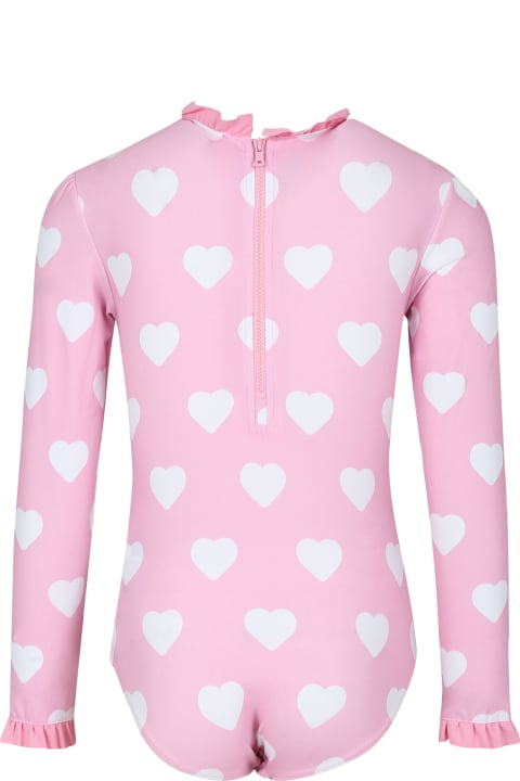 ガールズ MC2 Saint BarthのTシャツ＆ポロシャツ MC2 Saint Barth Pink Anti-uv Swimsuit For Girl With Snoopy Print