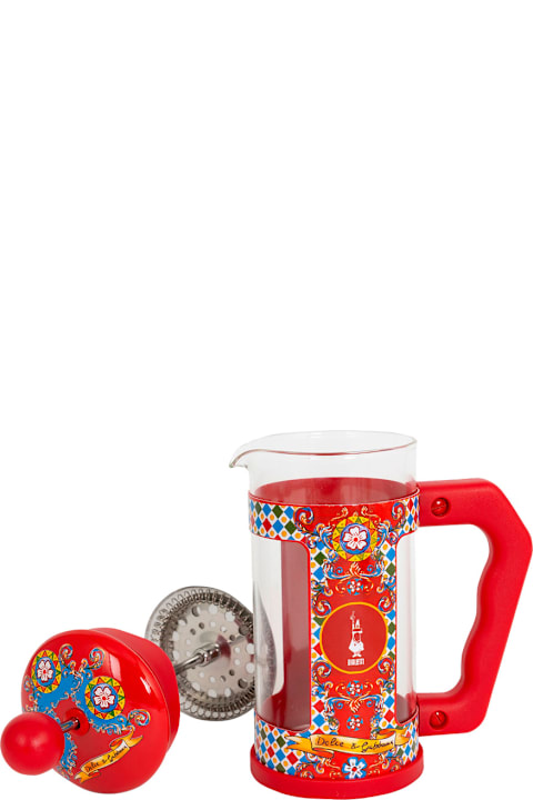 Dolce & Gabbana Tableware Dolce & Gabbana 'frenchpress 0,35lt' Multicolor Moka With Carretto Siciliano Motif In Steel Home