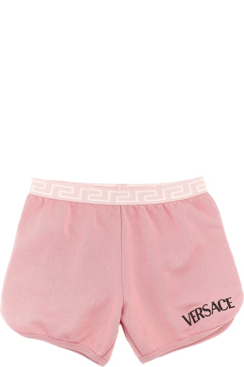 Versace Bottoms for Girls Versace Rhinestone Logo Shorts
