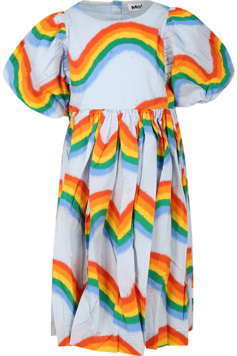 Dresses for Girls Molo Sky Blue Casual Dress For Girl With Rainbow