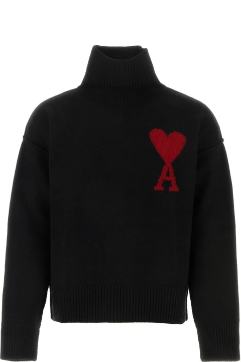 Ami Alexandre Mattiussi Sweaters for Men Ami Alexandre Mattiussi Black Wool Oversize Sweater