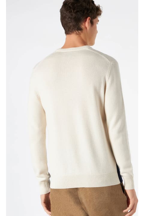 Homeware MC2 Saint Barth Crewneck Sweater Heron With St. Moritz Postcard Jacquard