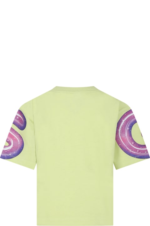 GCDS Mini T-Shirts & Polo Shirts for Boys GCDS Mini Green T-shirt For Kids With Logo