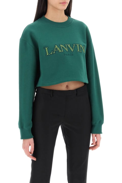 Fleeces & Tracksuits for Women Lanvin Cropped Sweatshirt With Embroidered Logo Patch