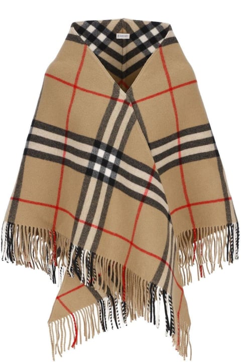 Scarves & Wraps for Women Burberry Check Printed Fringed Cape