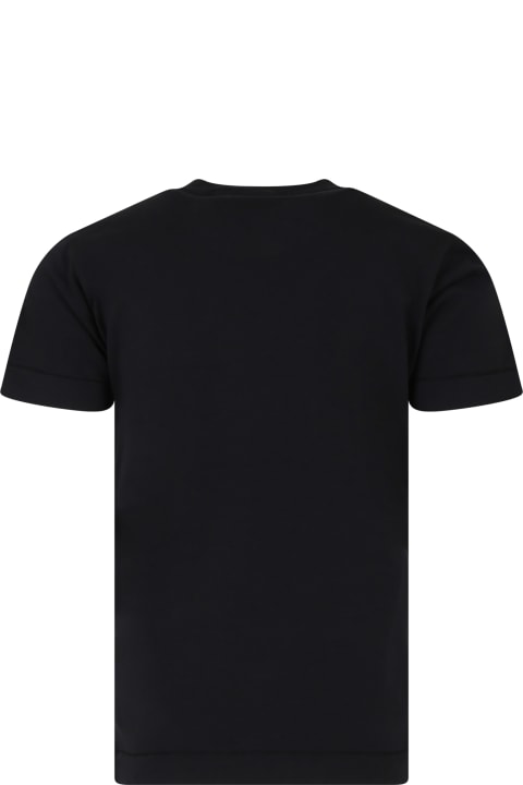 Homeware Stone Island Junior Black T-shirt For Boy With Logo