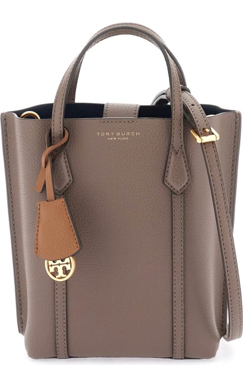 Tory Burch for Women Tory Burch Taupe Leather Mini Perry Bag