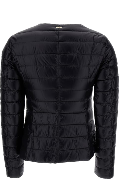 ウィメンズ Hernoのコート＆ジャケット Herno Black Crew-neck Jacket In Technical Fabric Woman