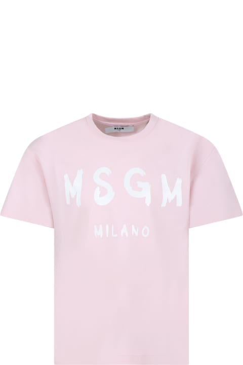MSGM T-Shirts & Polo Shirts for Women MSGM Pink T-shirt For Girl With Logo