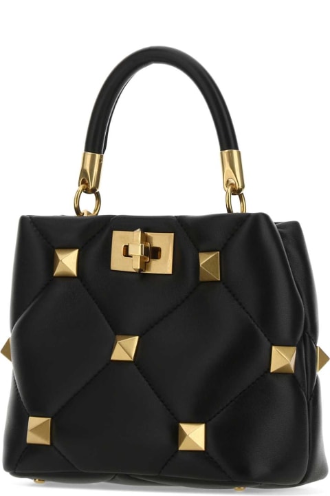 Totes for Women Valentino Garavani Black Nappa Leather Small Roman Stud Handbag