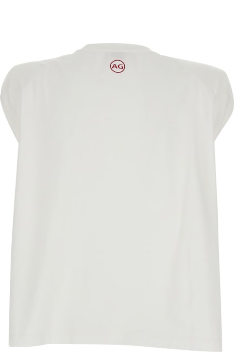 AG Jeans لـ Men AG Jeans White Cotton Logo Back Top For Women