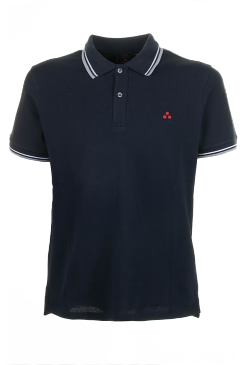 Peuterey Topwear for Men Peuterey Blue Polo Shirt With Contrasting Logo
