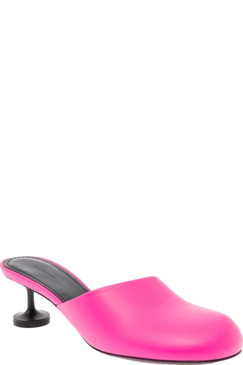 Fluo Pink Lady Mule In Leather With Champagne Heel Balenciaga Woman