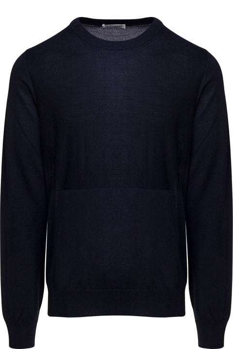 Sweaters for Men Jil Sander Blue Crewneck Sweater With Long Sleeves In Wool Man