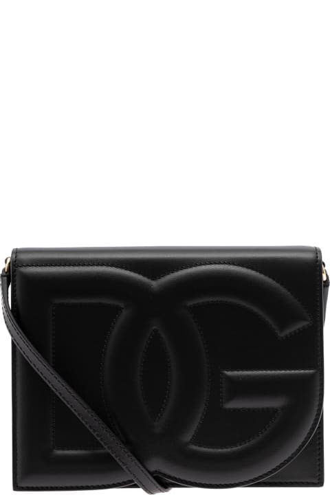 Dolce & Gabbana Shoulder Bags for Women Dolce & Gabbana Black Embossed Crossbody Bag Woman Dolce&gabbana