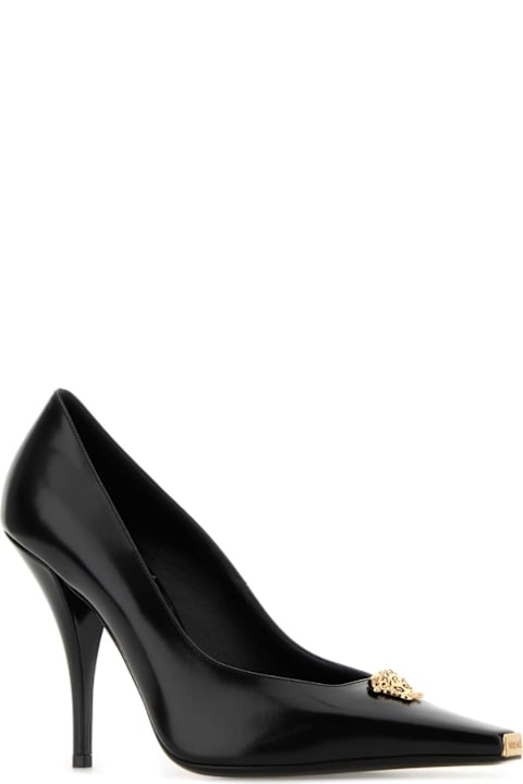 Versace Black Leather Pumps
