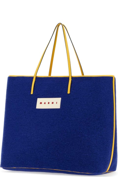 Marni for Men Marni Blue Felt Medium Janus Shopping Bag