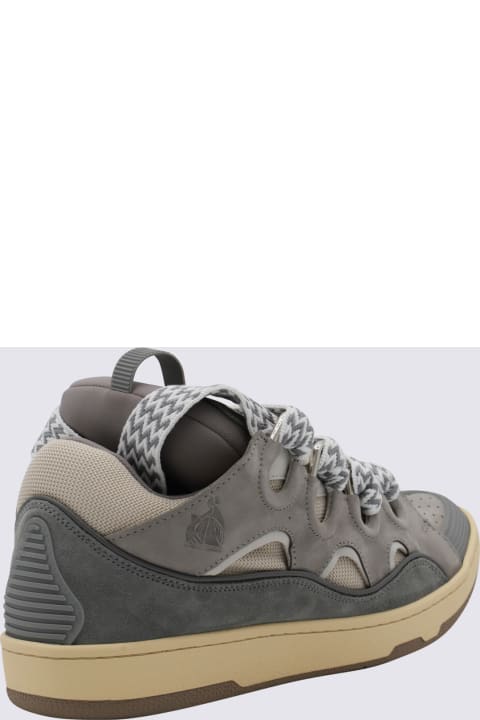Fashion for Men Lanvin Grey Leather Curb Sneakers