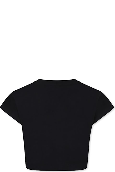 Homeware Balmain Black Crop T-shirt For Girl With Logo