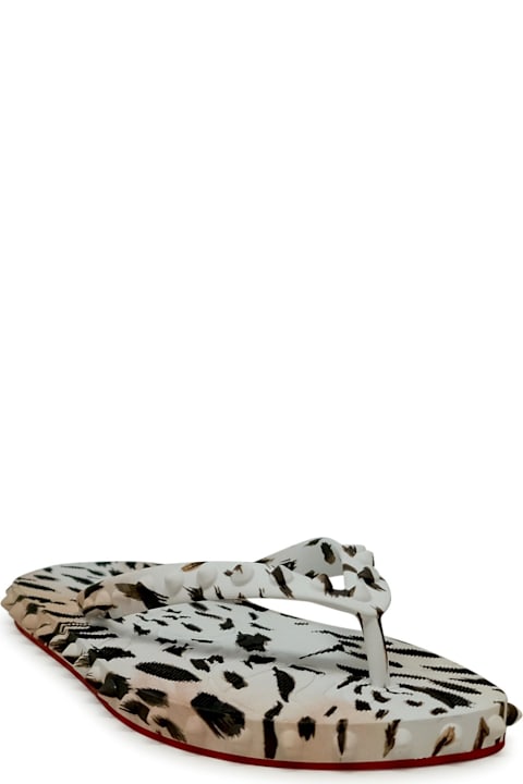 Christian Louboutin Flat Shoes for Women Christian Louboutin Christian Louboutin Vintage Rose Rubber Super Loubi Flat Flip Thongs