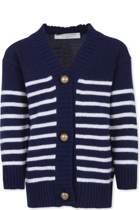 Philosophy di Lorenzo Serafini Kids Sweaters & Sweatshirts for Girls Philosophy di Lorenzo Serafini Kids Cardigan A Righe Con Logo