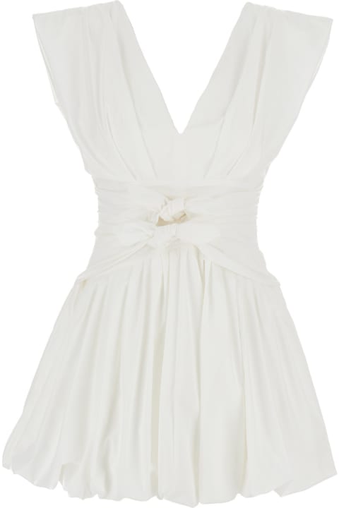 Fashion for Women Philosophy di Lorenzo Serafini White Short Dress Waist Bow In Technical Fabric Woman
