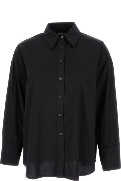 Federica Tosi for Women Federica Tosi Black Long Sleeves Shirt In Cotton Blend Woman